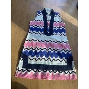 Sail To‎ Sable Tuckernuck Pink Blue Wave Print Tunic Dress Medium New Costs $188